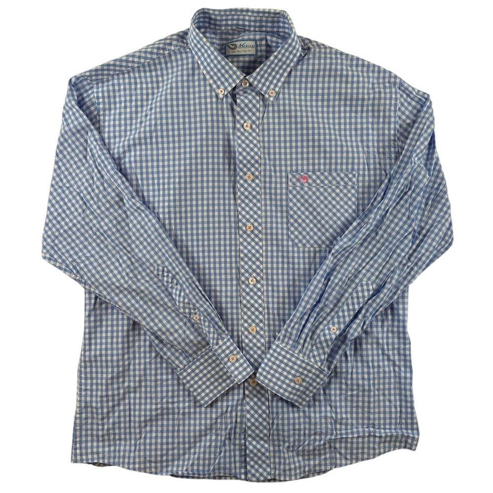 Mojo Sportswear Company Mens Long Sleeve Button Down  - Blue White - Large
